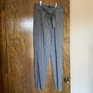 Express Linen High-Rise Paper Bag Waist Ankle Pants